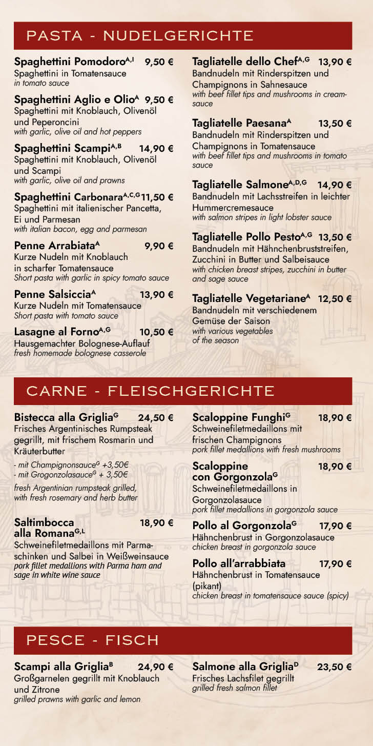 Trattoria Paesana Ludwigsfelde Speisekarte 2